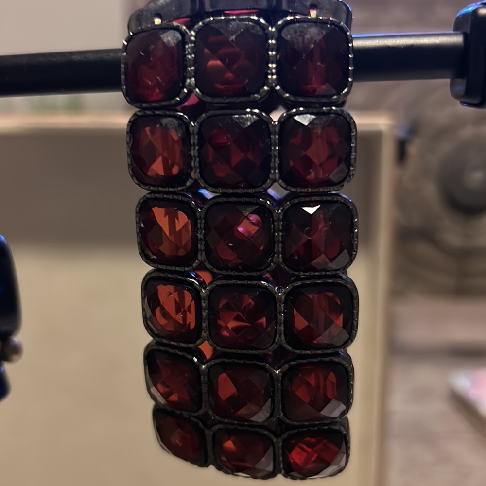 Three Bracelets , Navy Blue And Silver, Ruby Red … - image 3